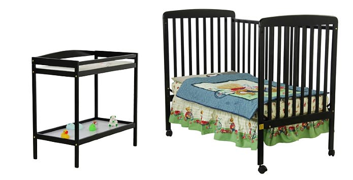 Two in One Crib and Changing Table Combo in Black