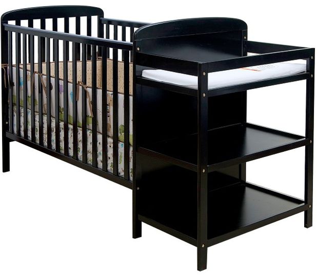 Two in One Crib and Changing Table Combo in Black