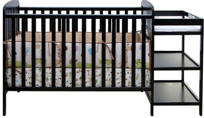 Two in One Crib and Changing Table Combo in Black