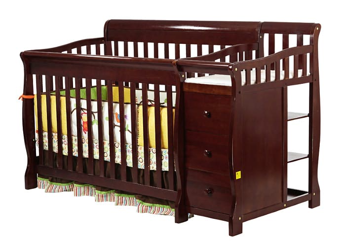 4 in 1 Brody Convertible Crib with Changer in Cherry