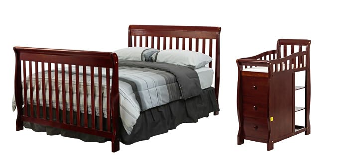 4 in 1 Brody Convertible Crib with Changer in Cherry