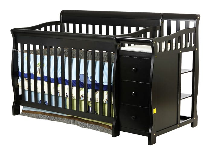 4 in 1 Brody Convertible Crib with Changer in Black