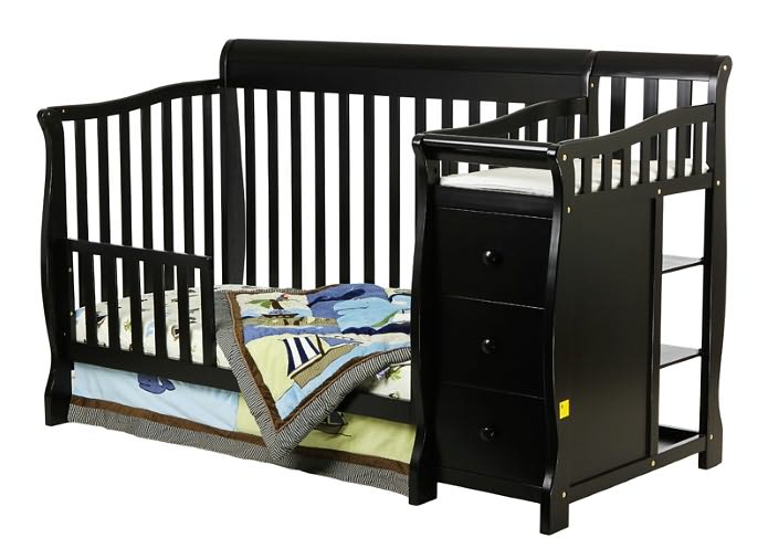 4 in 1 Brody Convertible Crib with Changer in Black