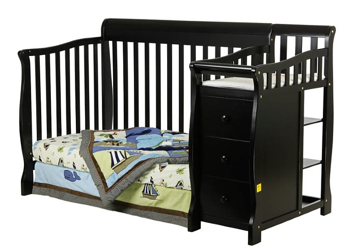4 in 1 Brody Convertible Crib with Changer in Black