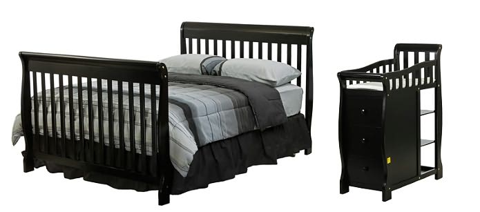 4 in 1 Brody Convertible Crib with Changer in Black