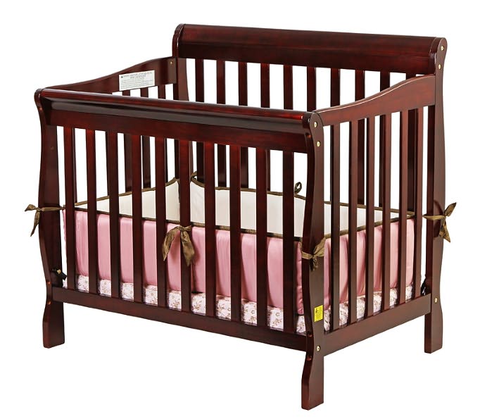 Dream On Me, Aden Convertible 3 in 1 Mini Crib In Cherry