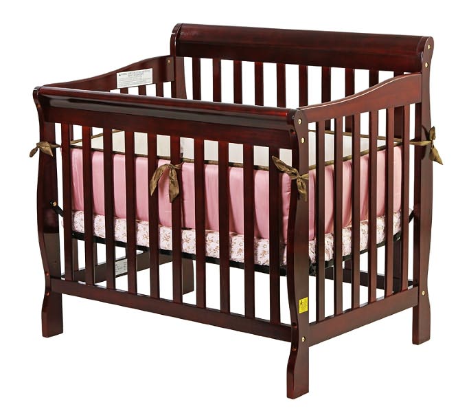 Dream On Me, Aden Convertible 3 in 1 Mini Crib In Cherry