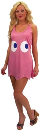 Incogneato ICN-60031-C Pac-Man Pinky Pink Deluxe Adult-Teen Costume Tank Dress
