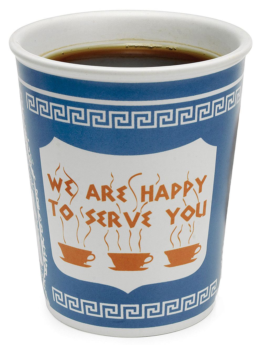 "We Are Happy To Serve You" Ceramic Cup, 10 oz.