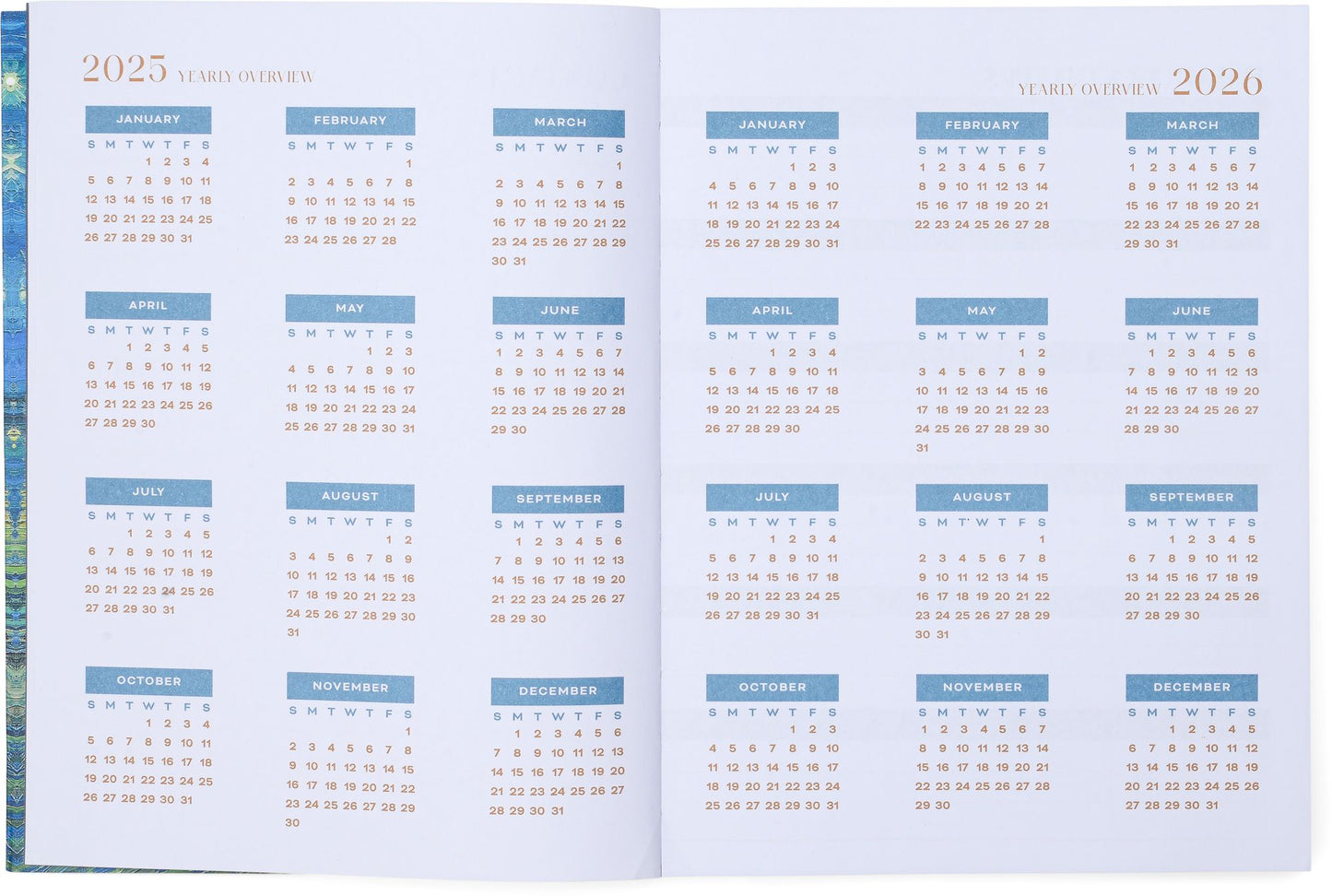 2025 Impressionist 12-Month Weekly Desk Planner