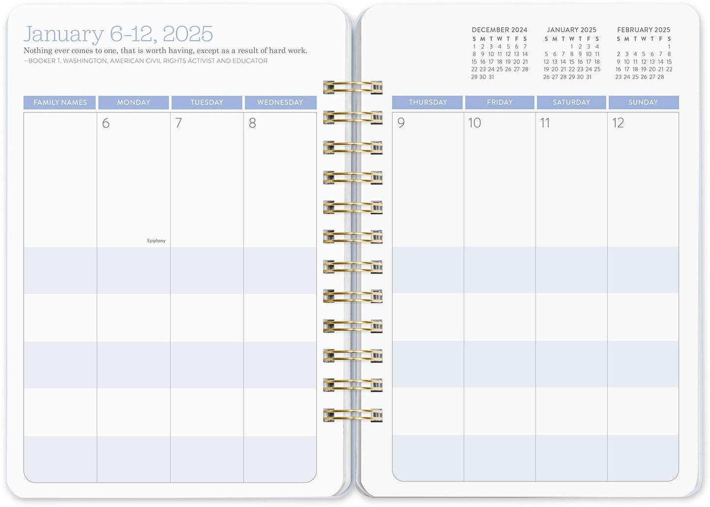 2025 Paper Source Blue Simplistic Lines Weekly Spiral Planner