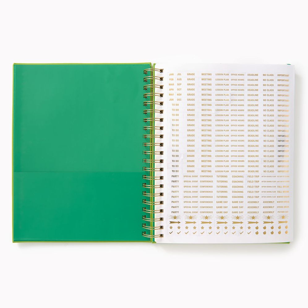 Undated Green Spiral Paper Wasp Teacher Planner