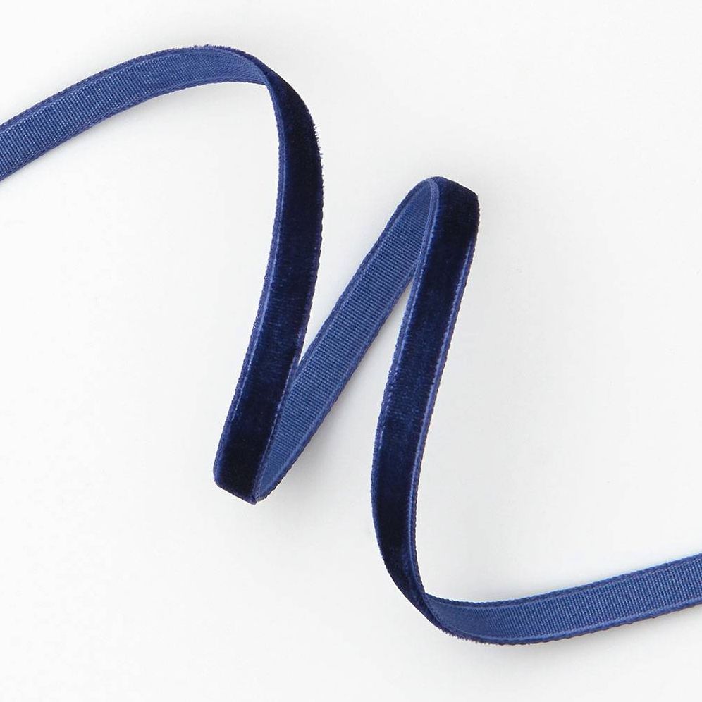 Dark Blue Skinny Velvet Ribbon