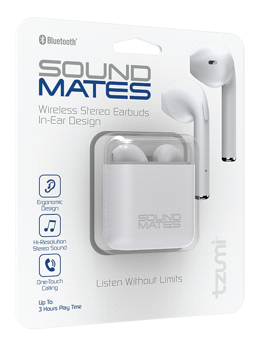 Tzumi Soundmates 5761 Bt Earbuds Charging Case Wht