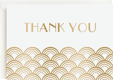 Art Deco Scallop Thank You Note Card Set of 8