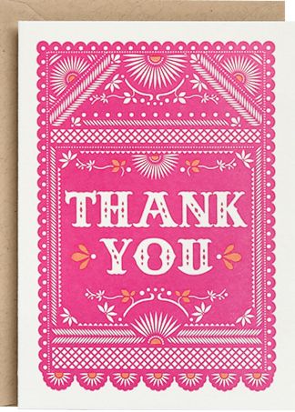 Letterpress Thank You Note Card Set of 8