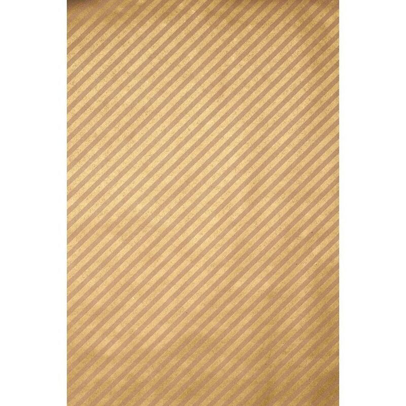 Gold Diagonal Stripes on Kraft Wrapping Paper