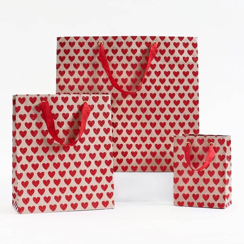 Medium Red Glitter Hearts Gift Bag