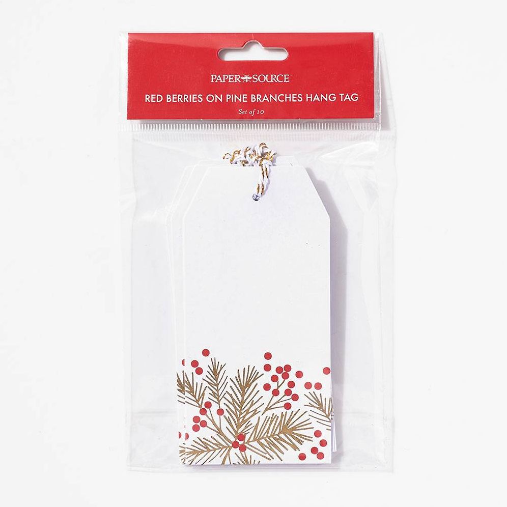 Red Berries on Pine Branches Gift Tags