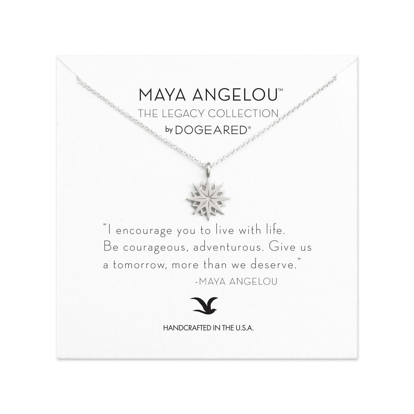 Maya Angelou ''I Encourage You...'' Cutout Starburst Necklace, Sterling Silver, 16''