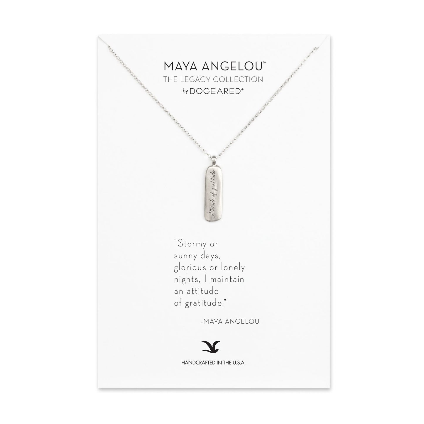 Maya Angelou ''Attitude of Gratitude'' Quote Pendant Necklace, Sterling Silver, 18''