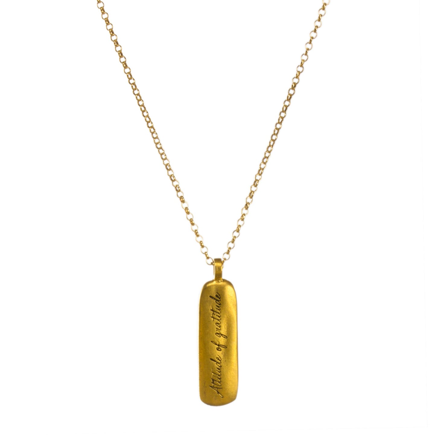 Maya Angelou "Attitude of Gratitude" Quote Pendant Necklace, Gold, 18"