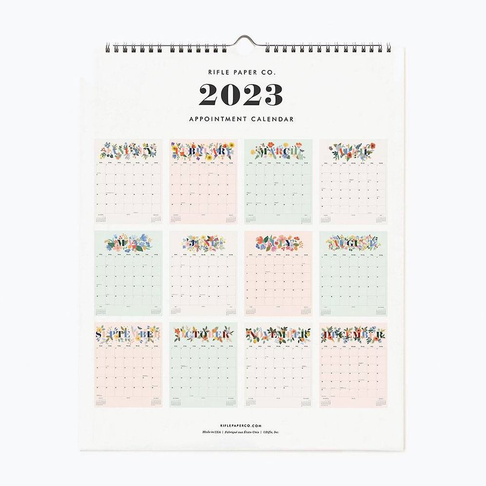 2023Rifle Paper Co. Mayfair Vertical Appointment Wall Calendar