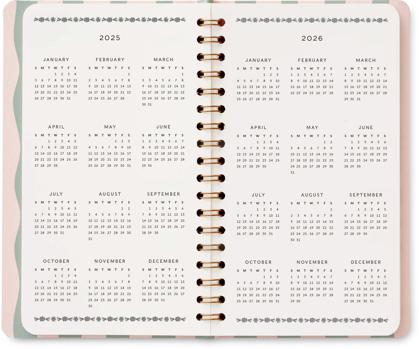2025 Roses 12-Month Spiral Pocket Planner