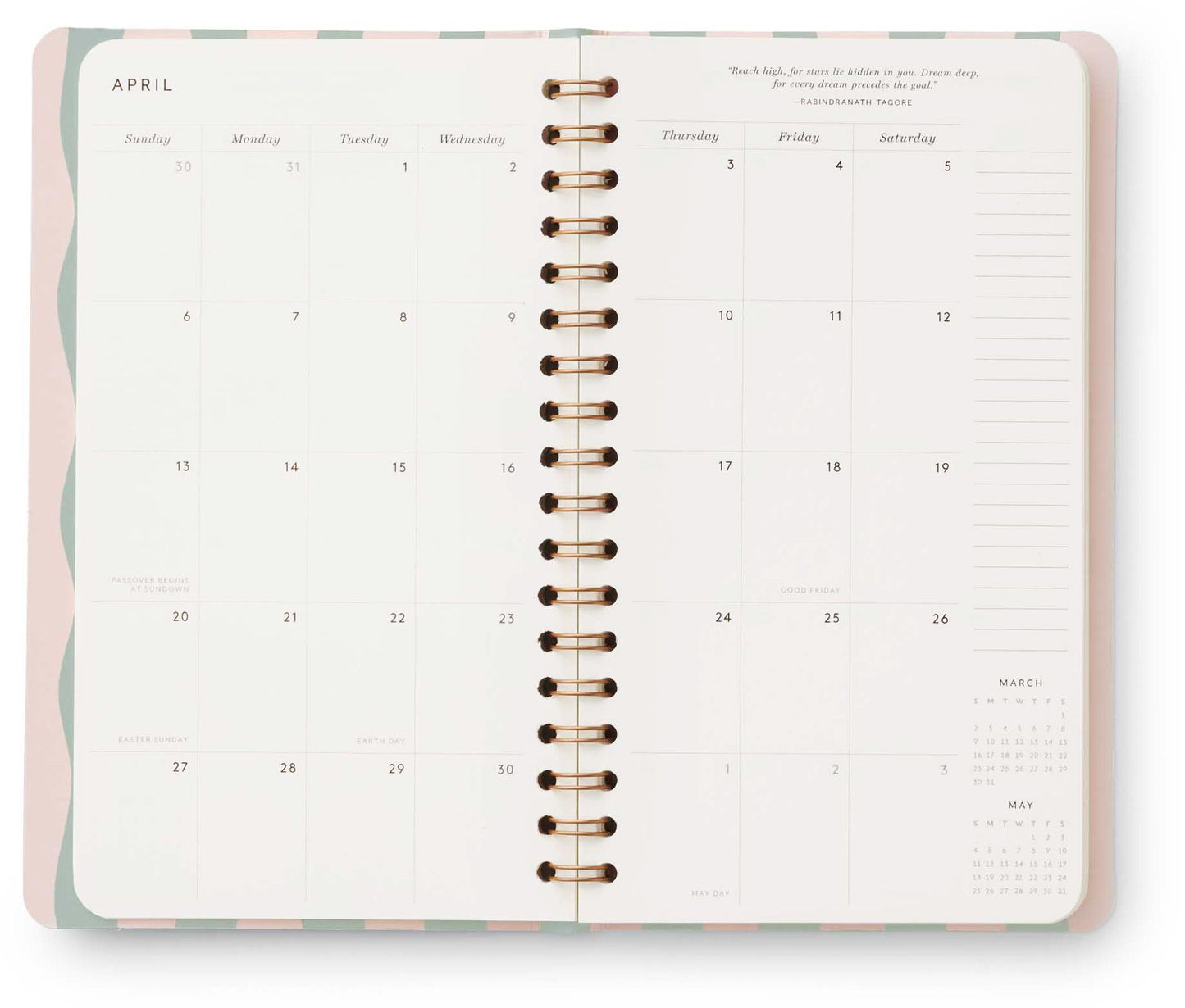 2025 Roses 12-Month Spiral Pocket Planner