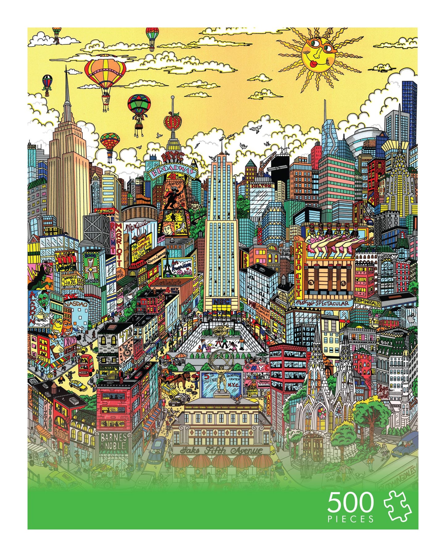 500 PC Puzzle Pigeons Droppin' In on NYC - Charles Fazzino