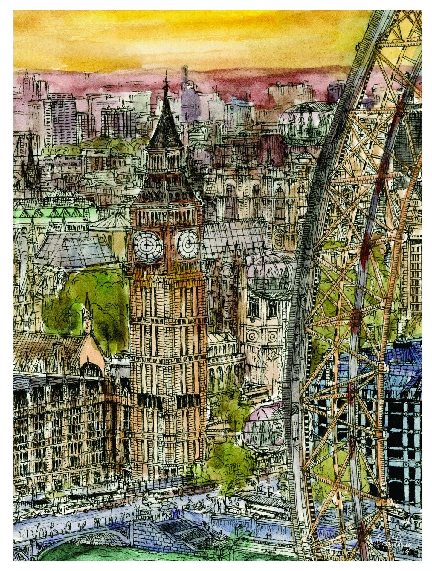 1,000 Pc Puzzle Big Ben & London Eye - Melissa Wang