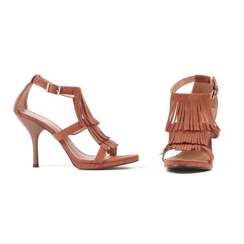 Ellie Shoes 179261 Brown Fringe High Heel Adult Shoes