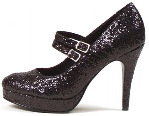 Ellie Shoes 179278 Black Glitter Jane Adult Shoes