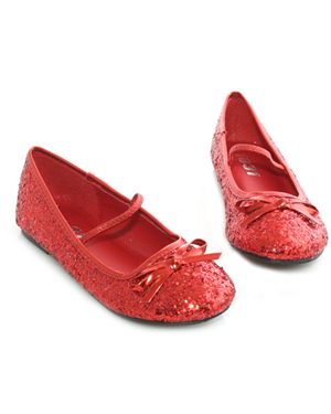 Ellie Shoes E013BALLETGR-L Red Ballet Slipper with Glitter Child Size Large