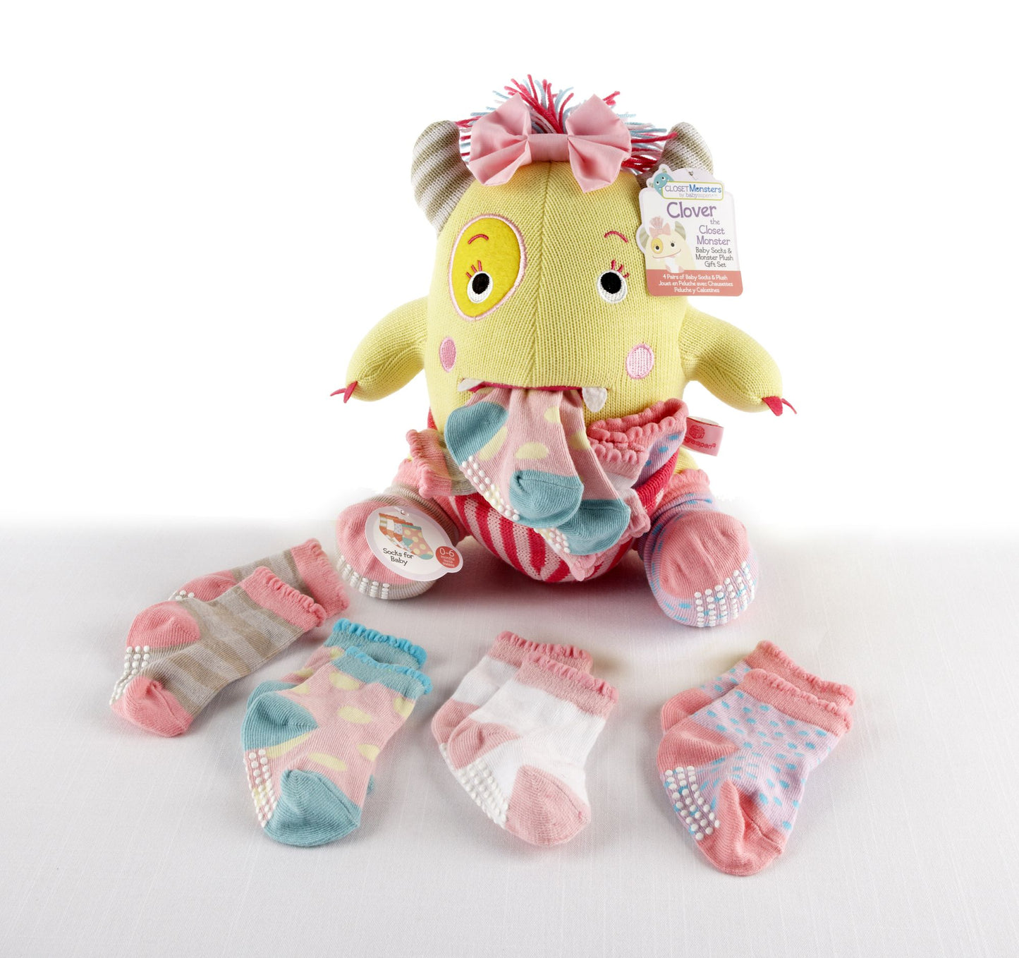 ''Clover the Closet Monster'' Knit Baby Socks and Plush Monster Gift Set