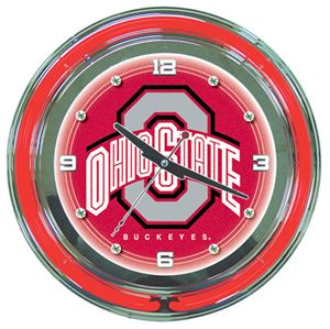 Ohio State University Neon Clock 14 inch Diameter
