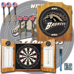 Western Michigan U Dart Cabinet Includes Darts and Board