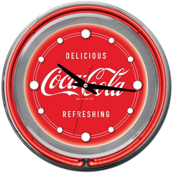 Coca Cola Neon Clock - Delicious Refreshing - Two Neon Rings
