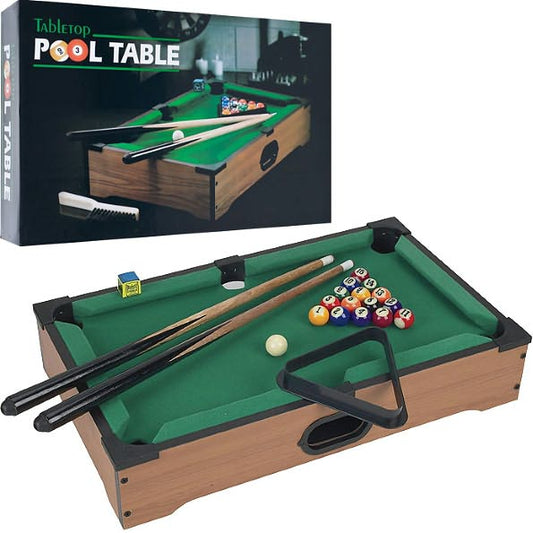Mini Table Top Pool Table With Cues- Triangle And Chalk