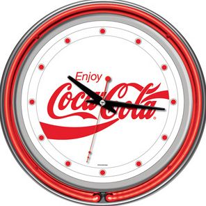 Enjoy Coke White Neon Clock - Two Neon Rings