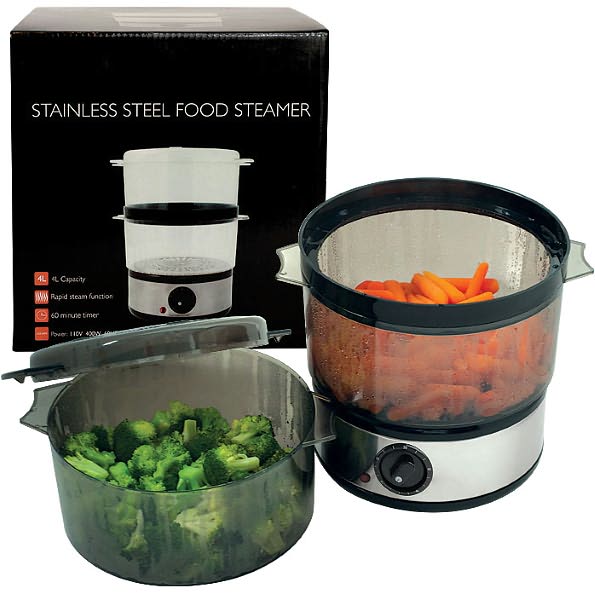 400 Watt Stainless Steel Food Steamer - 4 Quart Capacity