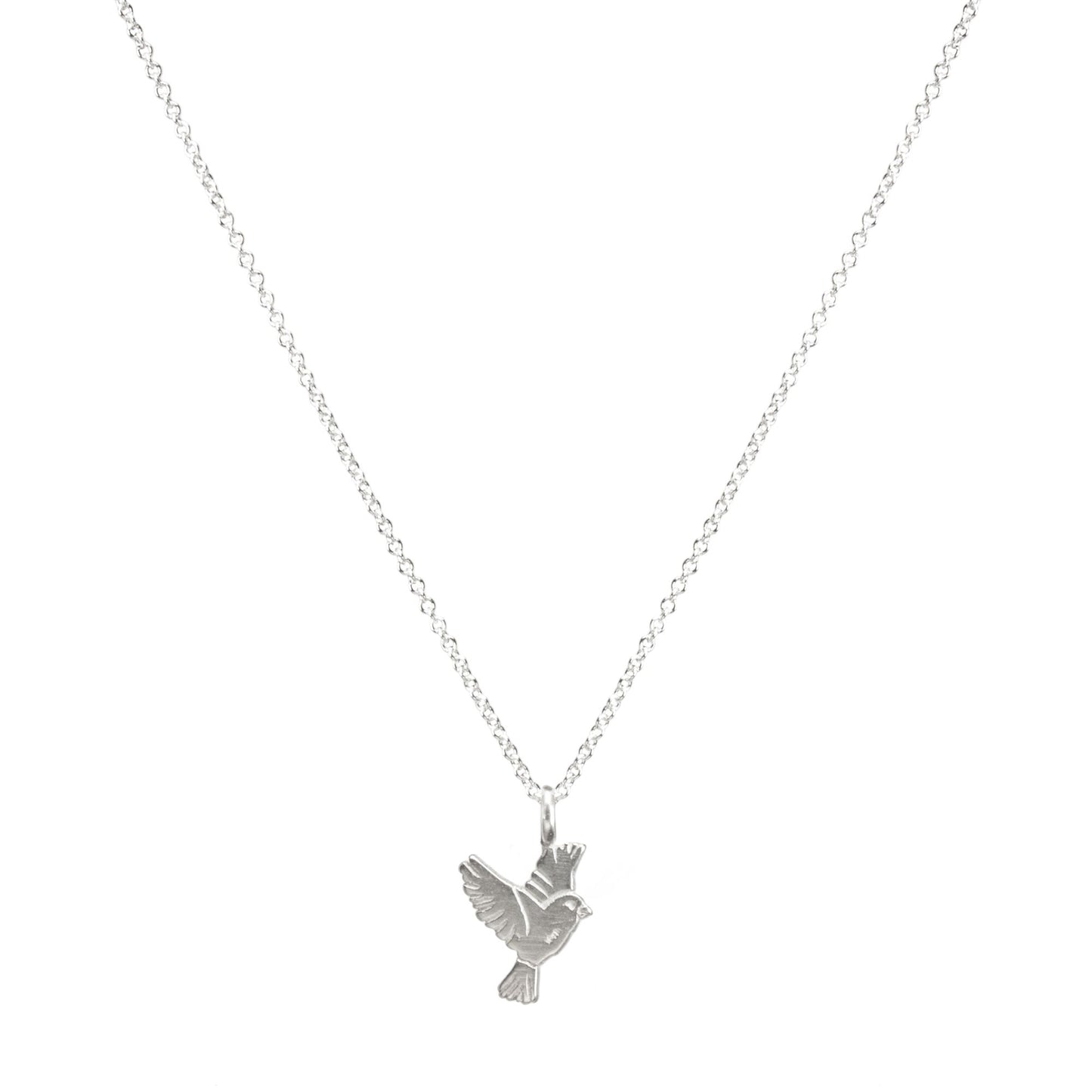 Maya Angelou ''Caged Bird Sings'' Flying Bird Necklace, Sterling Silver, 16''