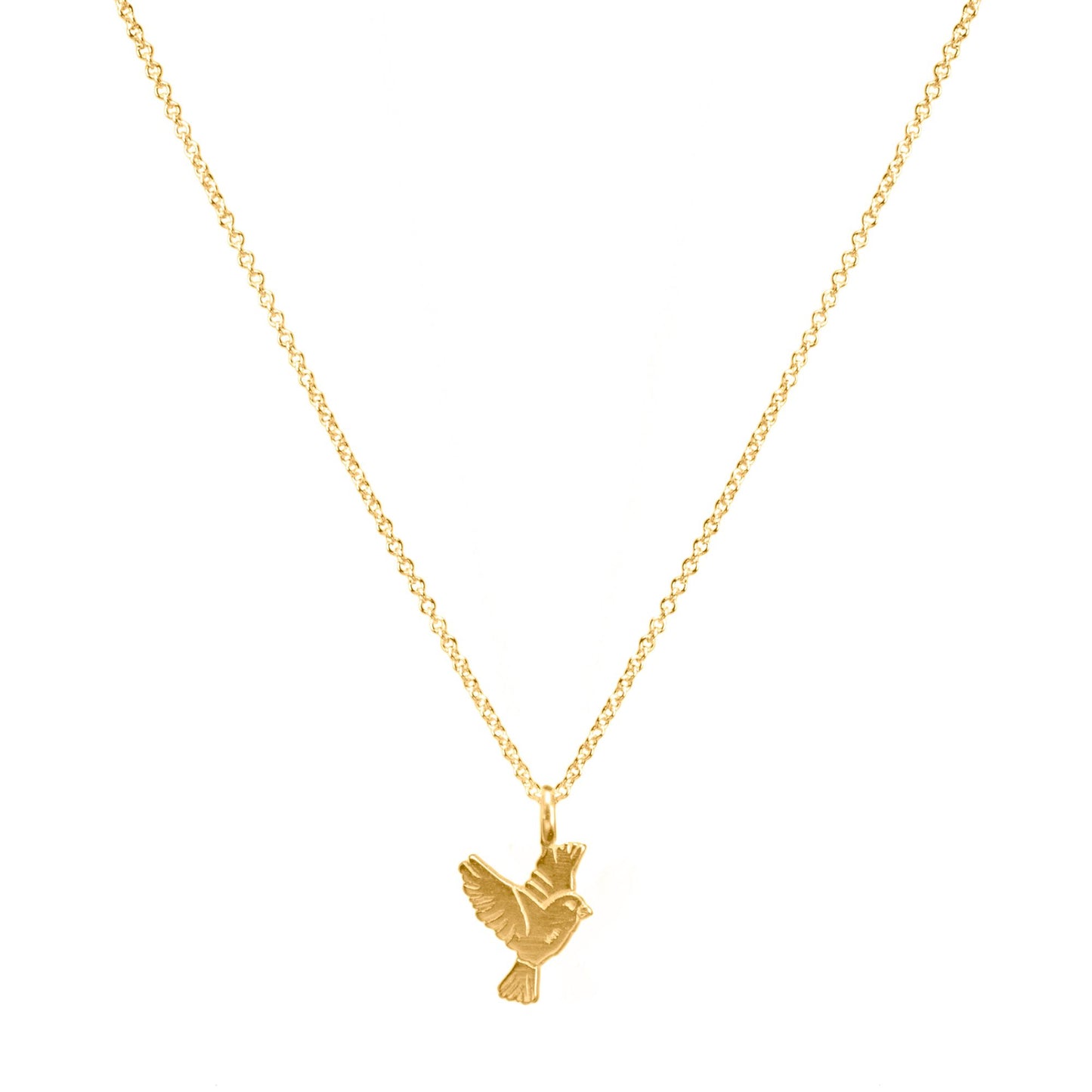 Maya Angelou ''Caged Bird Sings'' Flying Bird Necklace, Gold, 16''