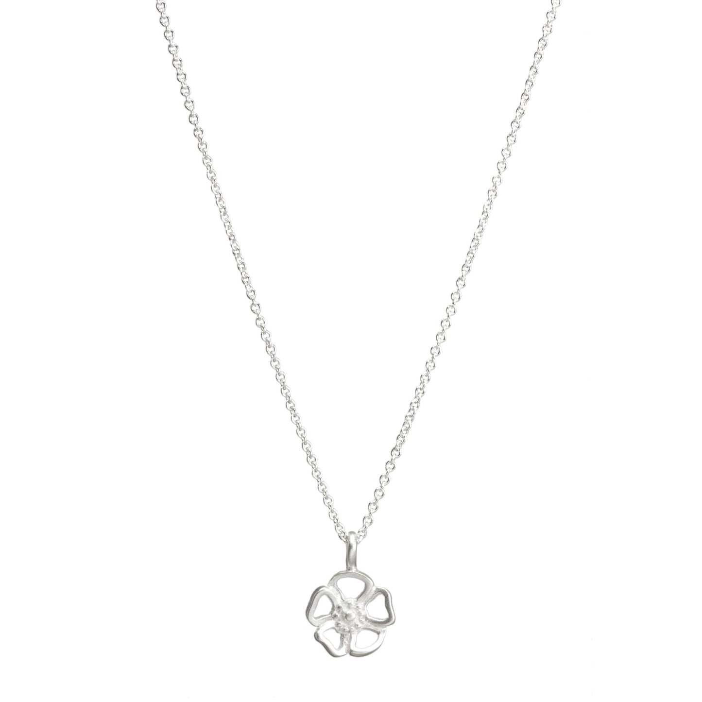 Maya Angelou ''No One Can Take the Place of a Friend'' Cutout Flower Necklace, Sterling Silver, 16''