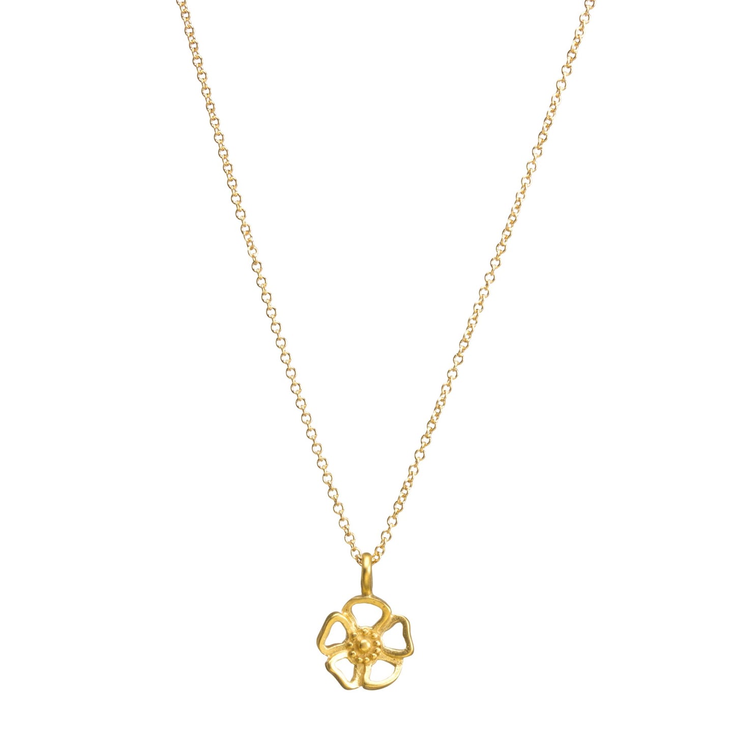Maya Angelou ''No One Can Take the Place of a Friend'' Cutout Flower Necklace, Gold, 16''