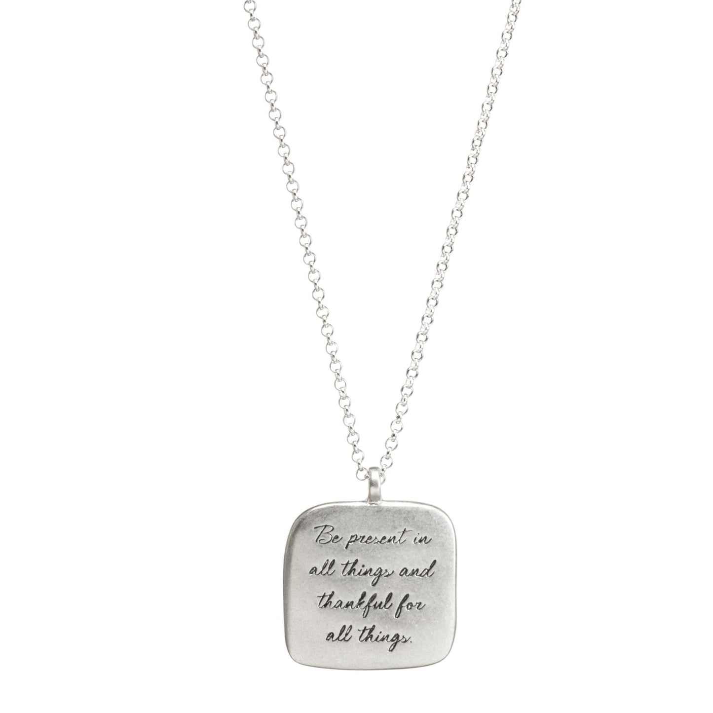 Maya Angelou ''Be Present'' Quote Pendant Necklace, Sterling Silver, 18''