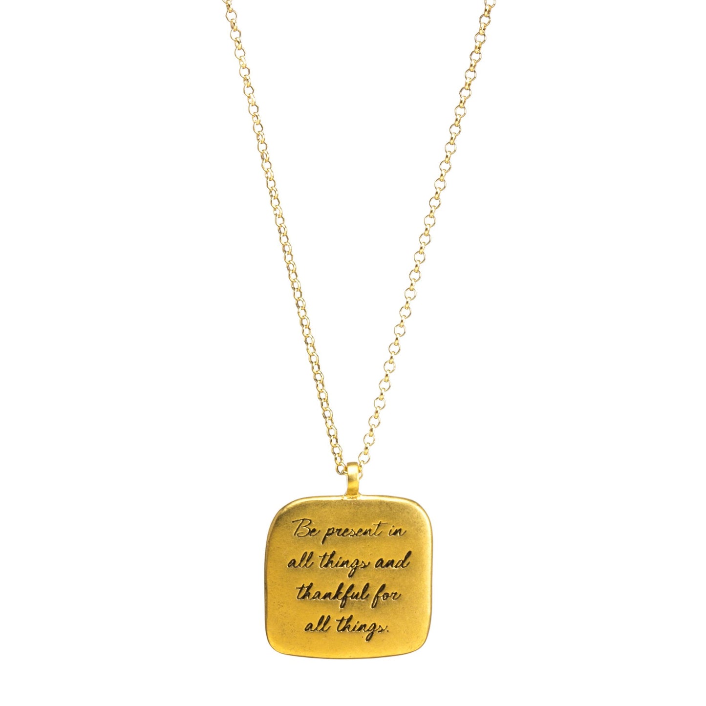 Maya Angelou ''Be Present'' Quote Pendant Necklace, Gold, 18''