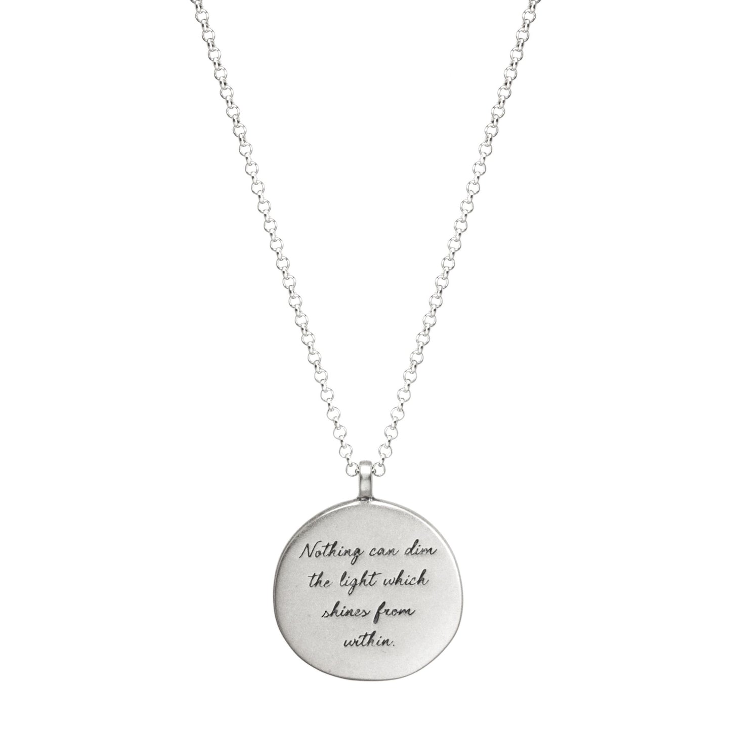 Maya Angelou ''Nothing Can Dim the Light'' Quote Pendant Necklace, Sterling Silver, 18''