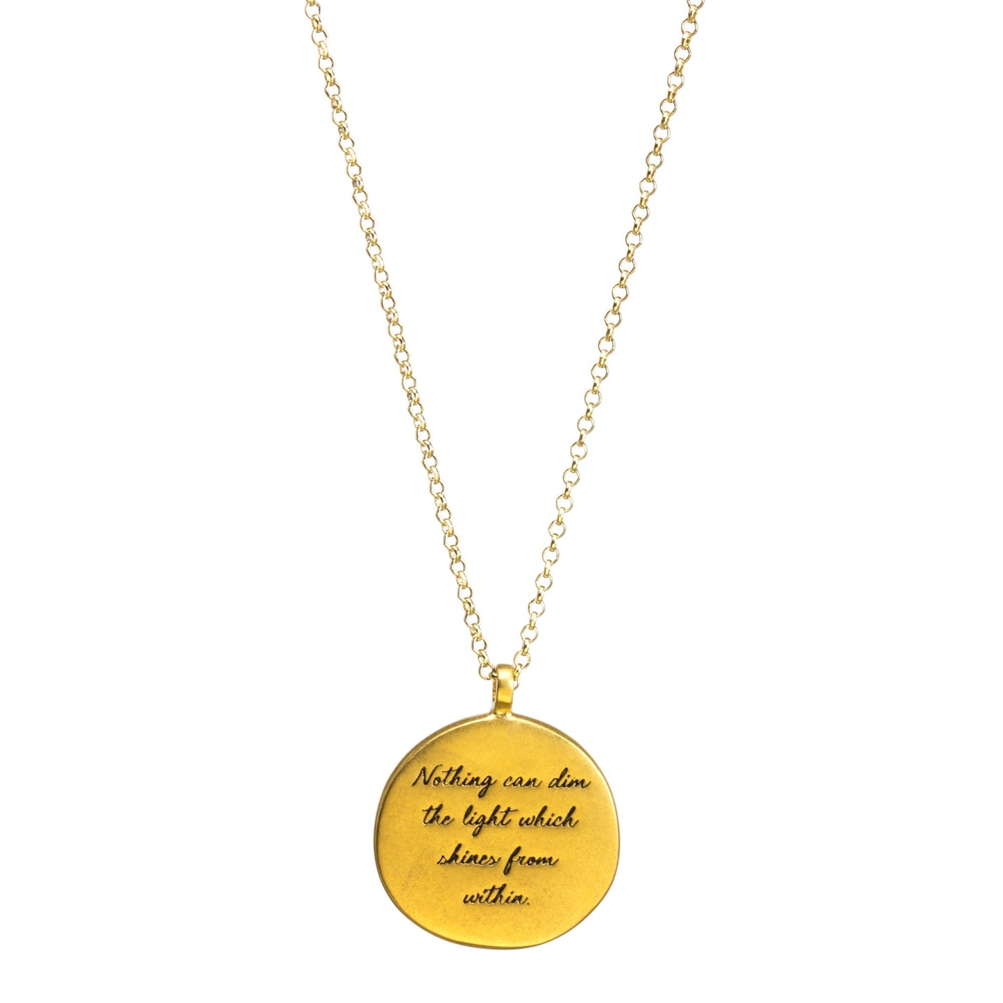 Maya Angelou ''Nothing Can Dim the Light'' Quote Pendant Necklace, Gold, 18''