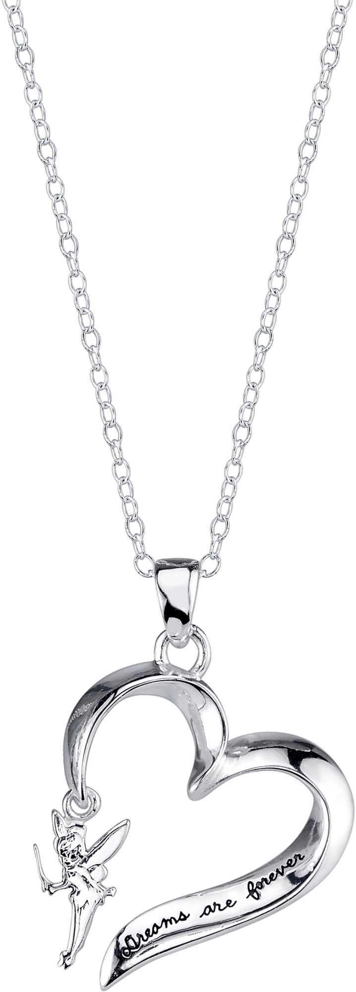 Disney Tinkerbell silver plated dreams are forever heart necklace 18"